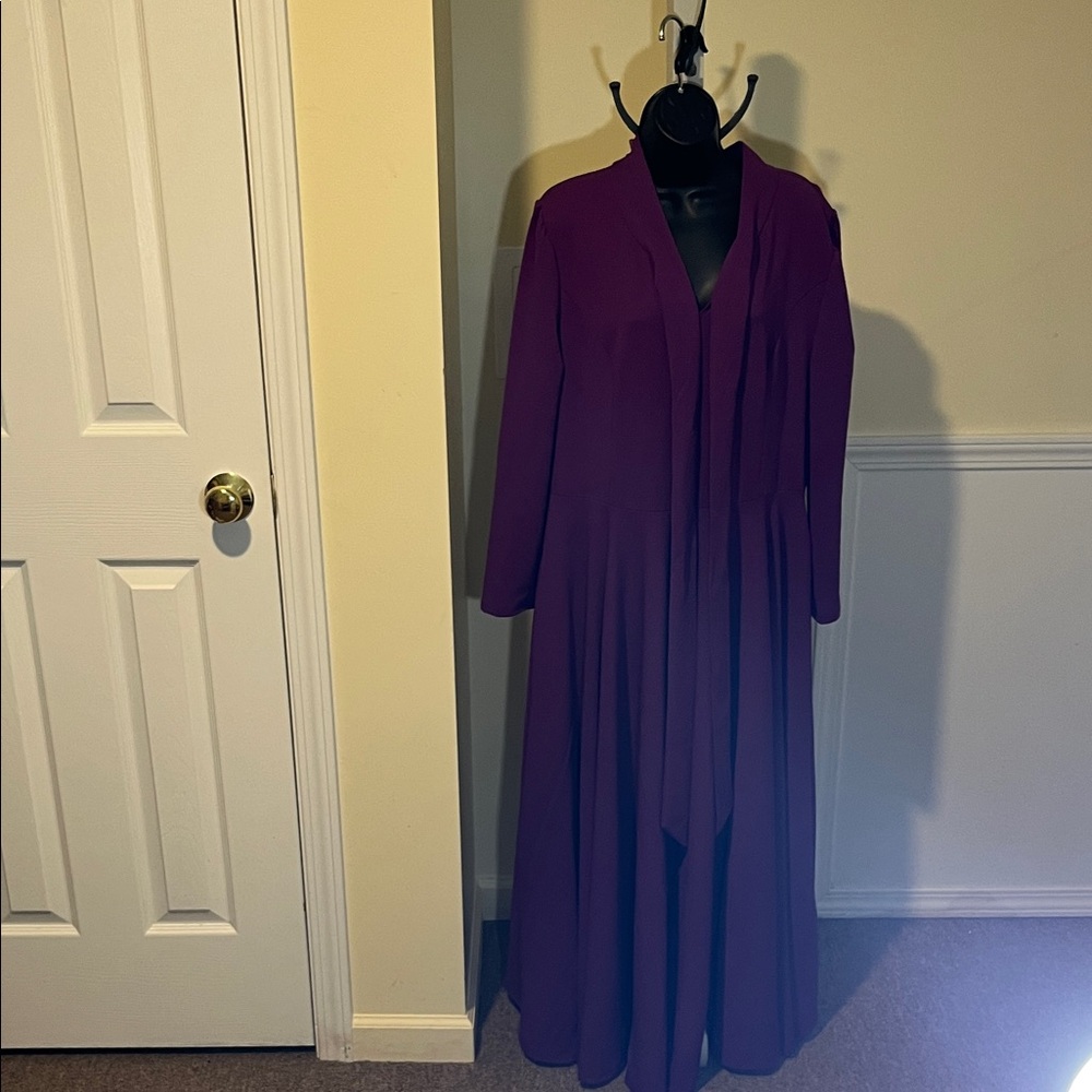 Chic Long Sleeve Purple/ Extra large Bow Maxi Dress